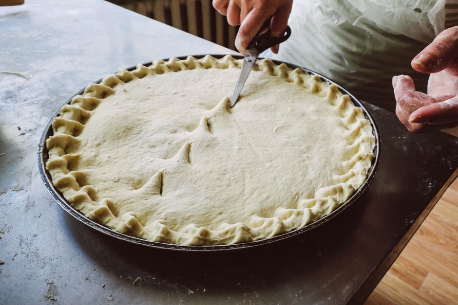 Fresh homemade pie being prepared, a local Algona favorite