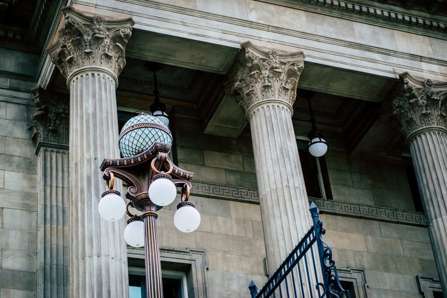 Classic architectural columns on a government building